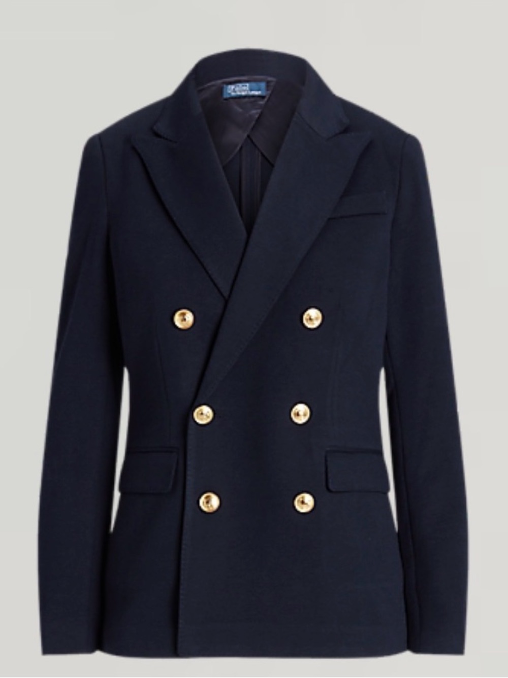 Polo Ralph Lauren Double-Breasted Park Avenue Navy Blue Knit Blazer NEW Sz 14